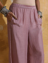 trueBrowns Lilac Muslin Silk Co-ord Set with Flared Pants