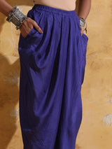 trueBrowns Purple Red Jaal Print Muslin Silk Dhoti Co-ord Set