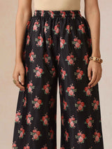 trueBrowns Black Print A-Line Kurta 3pc Set