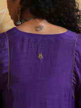 trueBrowns Purple Muslin Silk A-line Kurta Co-ord Set
