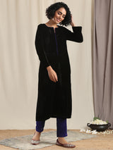 Black Velvet slit Kurta