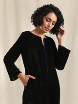 Black Velvet slit Kurta