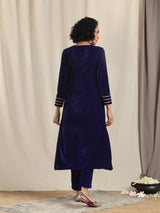 Blue Velvet Gota Kurta - trueBrowns