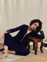 Blue Velvet Gota Kurta - trueBrowns