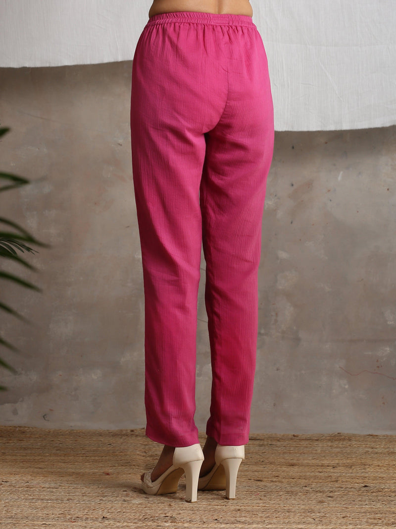 Magenta Pink Crinkled Pant - trueBrowns