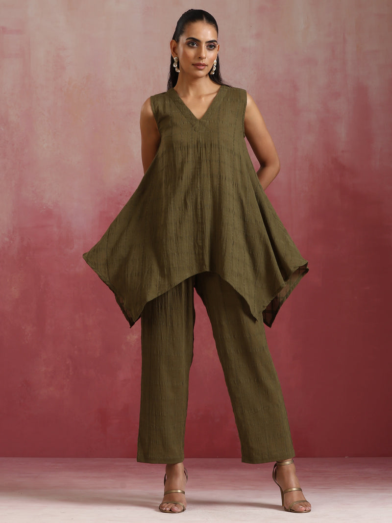 trueBrowns Olive Cotton Dobby Dobby Co-ord set