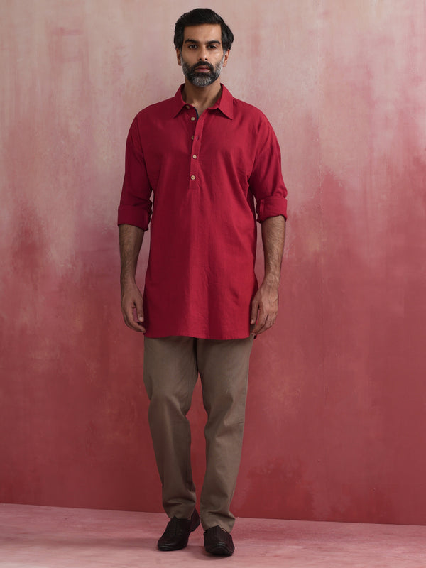 trueBrowns Men's Maroon Kurta