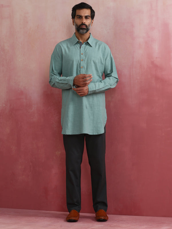 trueBrowns Men's Blue Cotton Kurta