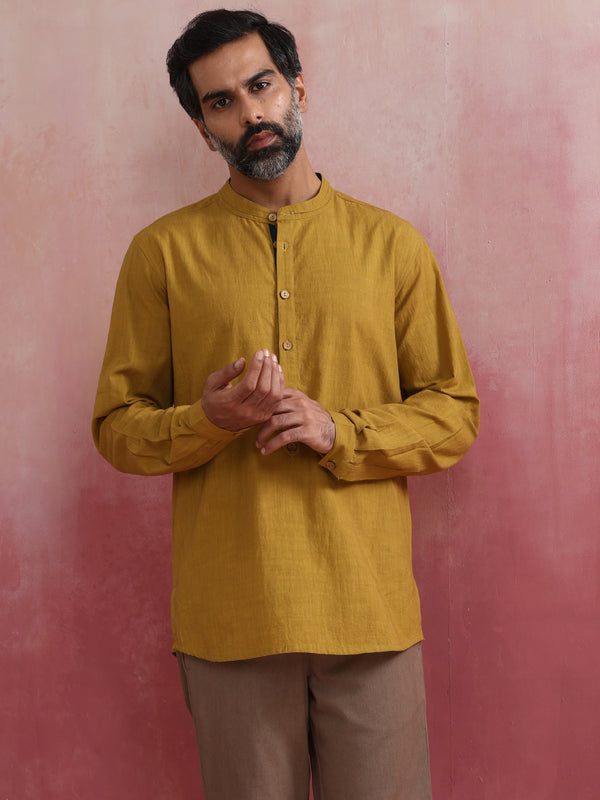 trueBrowns Men's Mustard Cotton Shirt