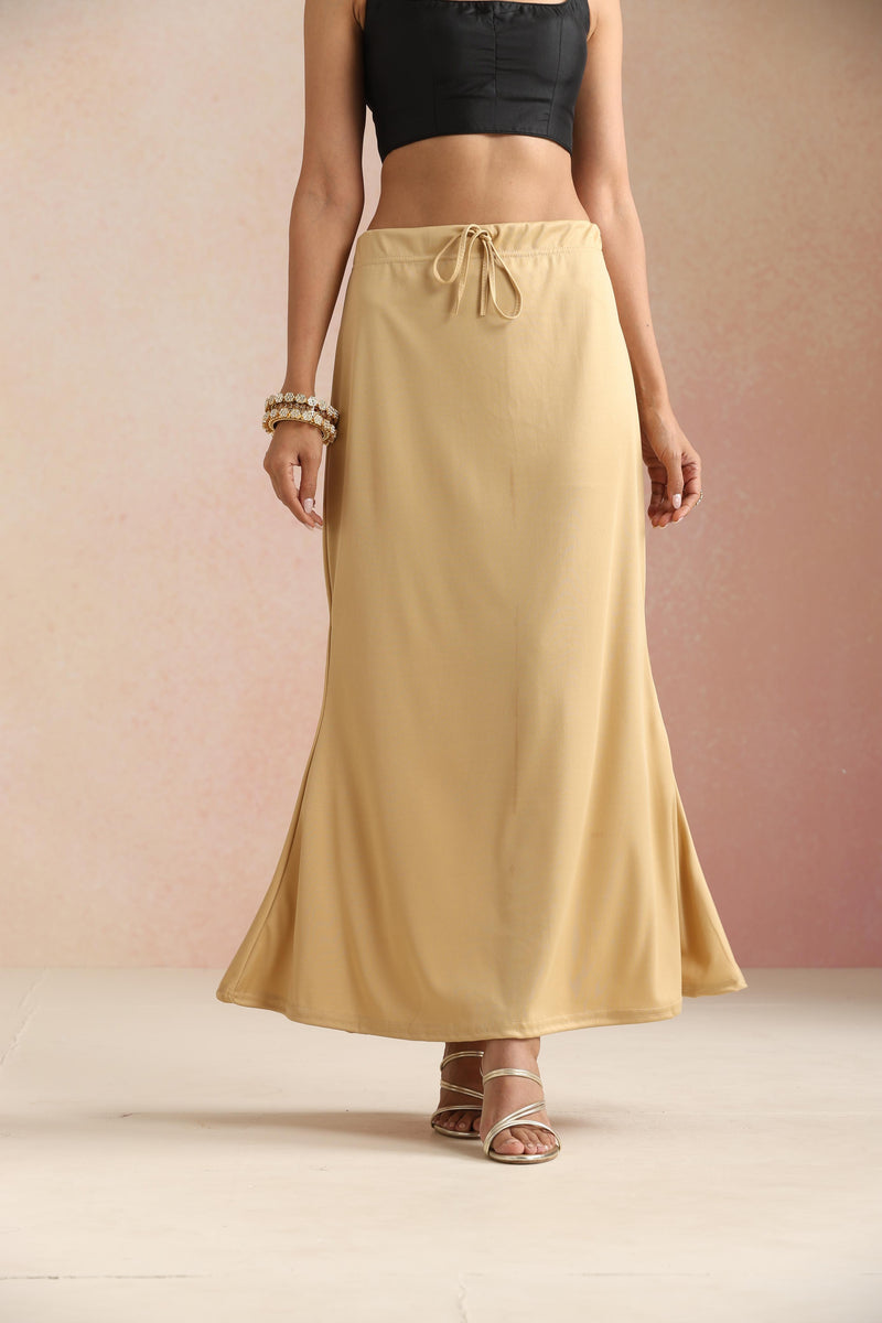 trueBrowns Beige Petticoat Saree Shapewear